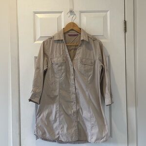Beige button-up blouse Smart Set M – chic work office classic